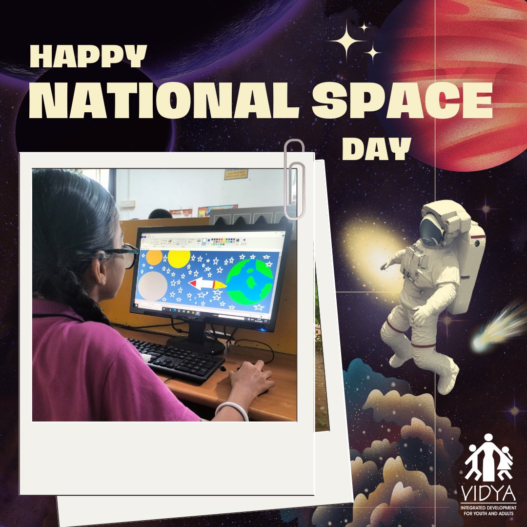 Today, on #NationalSpaceDay, as India celebrates Chandrayaan-3's historic south pole moon landing, VIDYA's young minds across Mumbai, Delhi, and Bengaluru are reaching for the stars!

Be part of this mission! To know more, check the link: shorturl.at/CWadc