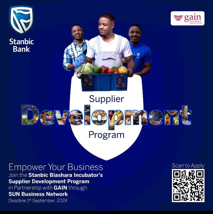 SUNBN_TANZANIA's tweet photo. Are you an entrepreneur in agriculture, nutrition, or manufacturing?

Unlock new growth opportunities with the Supplier Development Program.

Join the Stanbic Biashara Incubators Supplier Development Program In partnership with GAIN through SUB Business Network https://t.co/1PuNPIsLNN
