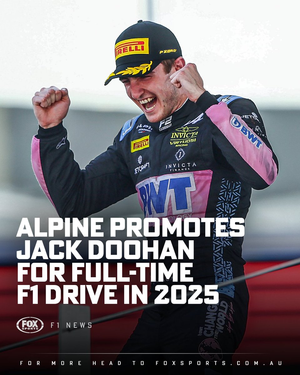 🚨 CONFIRMED: Aussie Jack Doohan will join the grid with Alpine next year, raising the tantalising prospect of having three Aussies in F1 in 2025.

📝 MORE 👉 bit.ly/3YQ0SfM | #F1