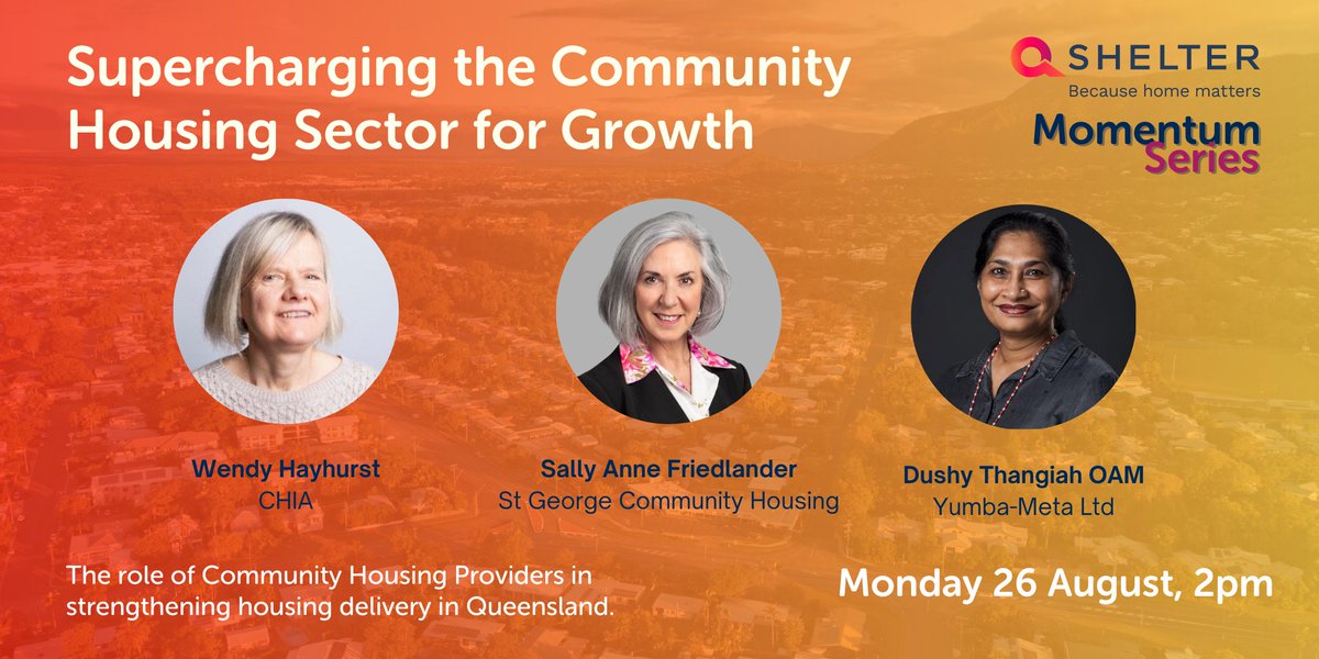 qldshelter's tweet photo. Before you log off for the weekend, don't forget to reserve your spot for our Momentum Series forum on Monday: Supercharging the Community Housing Sector for Growth. Book now: https://t.co/J4PCJF75k4 #bettertogether #homematters #communityhousing #momentumseries #qldvotes https://t.co/xeOClVssMO