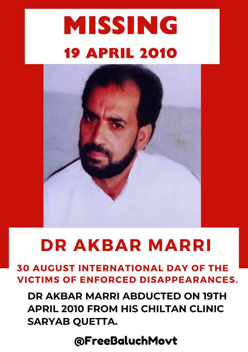 Muhamma08470332's tweet photo. Dr Akbar Marri, who was abducted by the Pakistani secretive agency 14 years ago.
#Enforced_Disappearances_Day
#30thAug
#BalochMissingPersons https://t.co/E2spGhkR3y