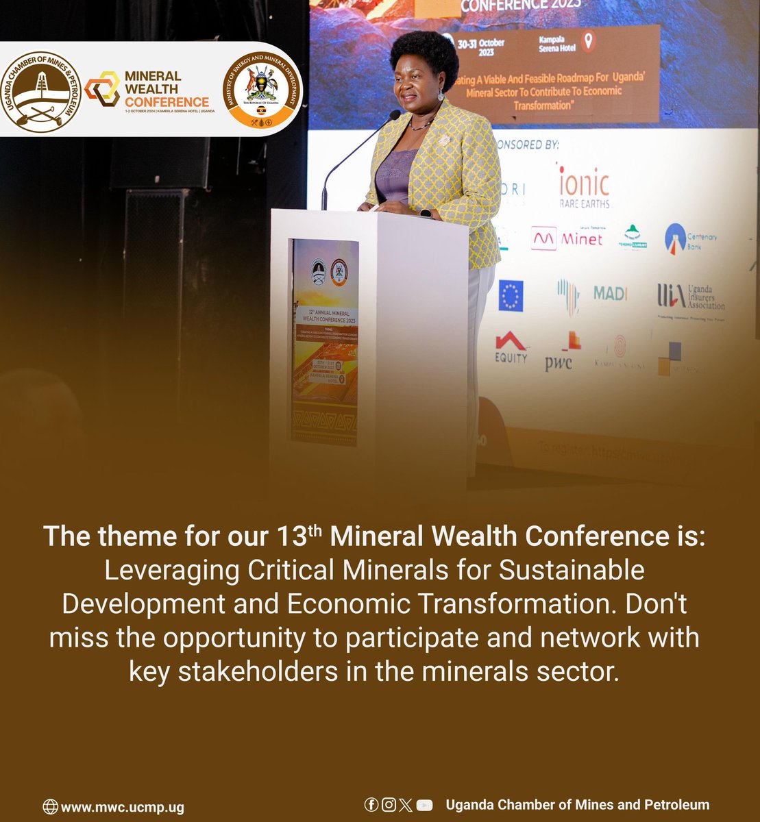 Nabimara_Paul's tweet photo. #90daysOfOilAndGas | @UgandaChamber 

The 13th Mineral Wealth Conference is set for October 1st and 2nd at Kampala Serena Hotel. 

To participate, visit https://t.co/Ucj4NaVf3E 

#MWC2024
@MEMD_Uganda 
@humfas 
@NankabirwaRS https://t.co/mtz8OyckF0