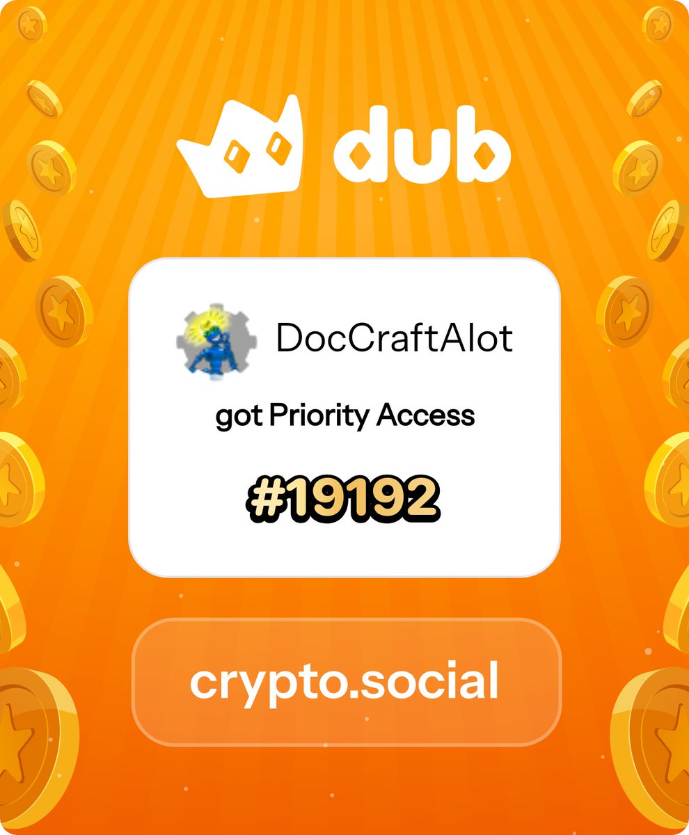 DocCraftAlot's tweet image. I just got Priority Access to Dub! Let’s make memecoins PvE again. Get in early™. dub.social