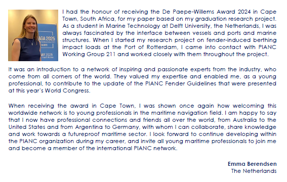 PIANC1's tweet image. 🚨 Last week to sign up for the prestigious PIANC De Paepe-Willems Award (DPWA) 2025! Submit your 3-page abstract by 31 August for a chance to win € 4,000, € 2,000 or € 1,000! 

👉 Rules for application and application form at loom.ly/7IFKgmE.
