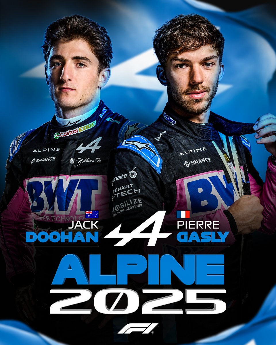 Pierre and Jack, locked in 🔒

<a href="/AlpineF1Team/">BWT Alpine Formula One Team</a> are the latest team to have their pair confirmed for next season ✅

#F1