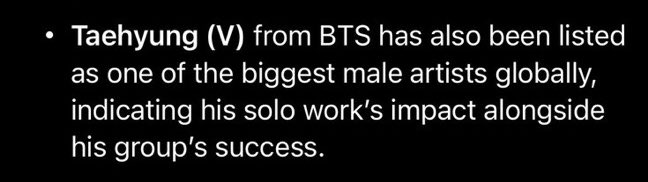 [info] #V is listed at #10 in Grok list of top global male pop singers 

**Fatherhyung isn’t even doing pop genre music 💋🔥