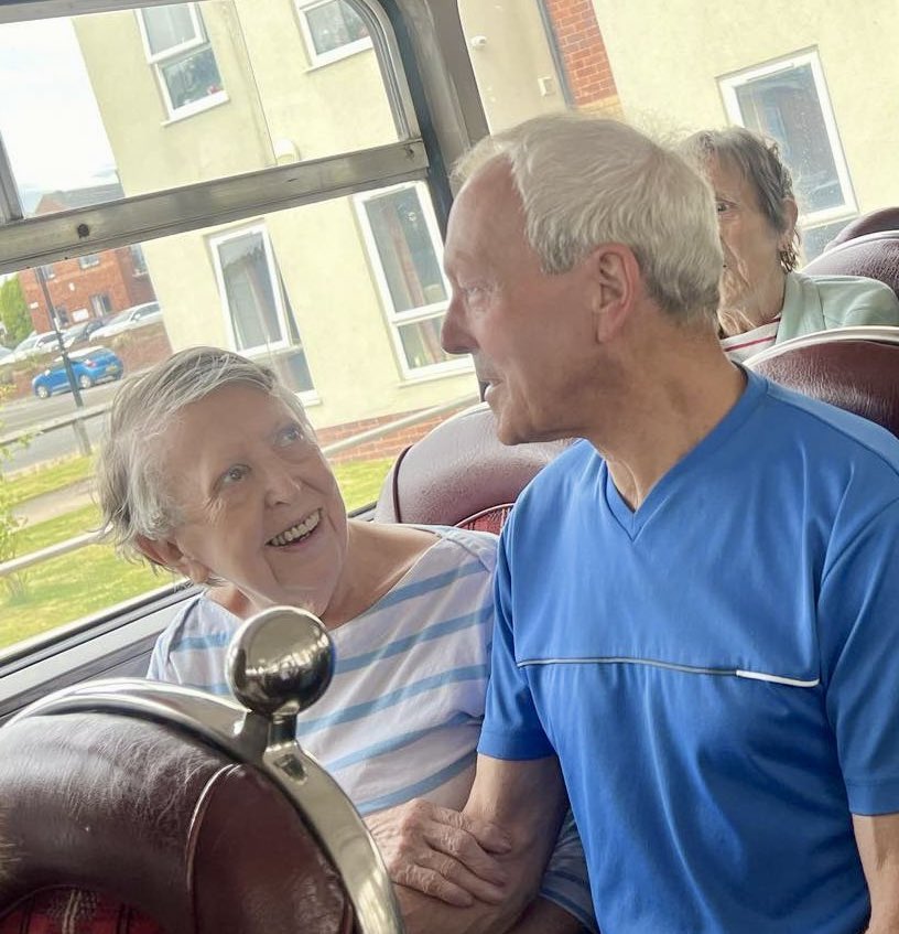 akaricare's tweet photo. Thank you to @syt_museum for an amazing day on the buses… residents enjoyed a day on board their double decker bus reminiscing about Sheffield journeys in the 60’s 💫 #hilltoplodge #activities #care #sheffield #carehomelife https://t.co/jcTXH3fMAC