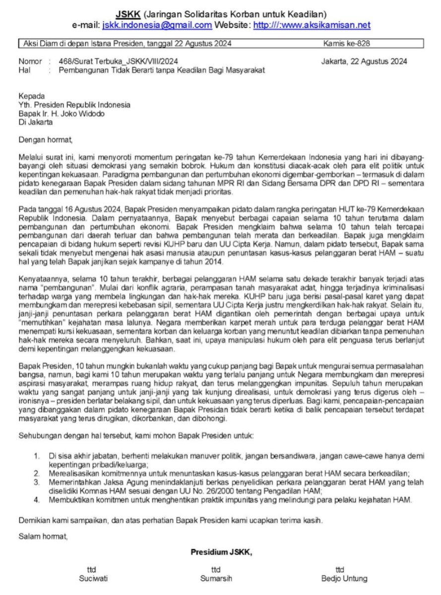 Rakyat berunjukrasa menolak revisi UUPilkada. Kekerasan aparat terulang lagi. Smoga mereka yg terluka lekas sembuh &amp; trima kasih atas kehadiran kawan2 dlm <a href="/AksiKamisan/">Aksi Kamisan</a> ke-828 yg bisa disimak di youtube <a href="/YLBHI/">YayasanLBHIndonesia</a>

<a href="/dipanggilwawan/">#SayaWawan | BR Norma Irmawan</a> krbn Semanggi I -13 November 1998