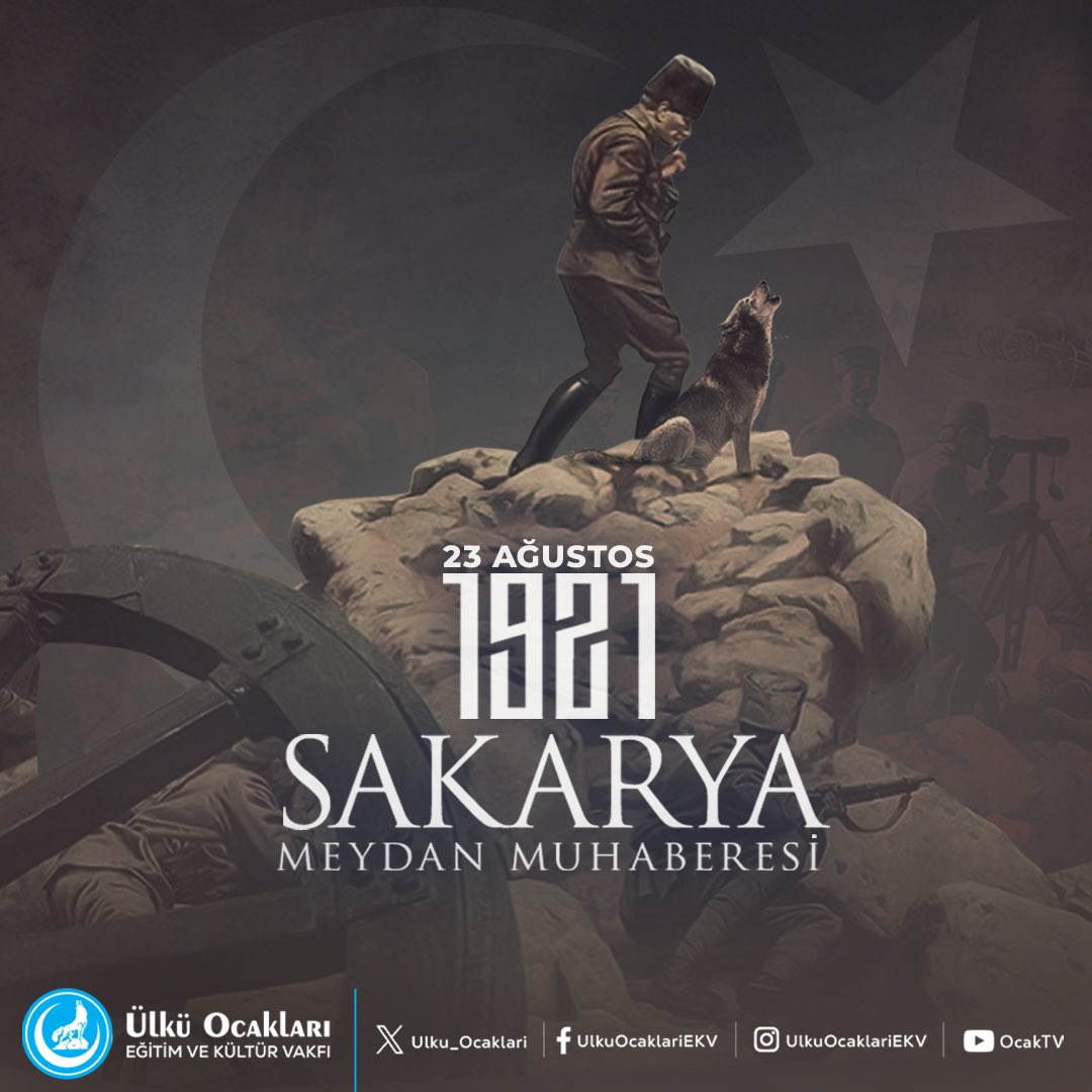 Büyük Türk Milletinin zaferiyle sonuçlanan 22 gün, 22 gece süren Sakarya Meydan Muharebesi'nin 103. yılında başta Gazi Mustafa Kemal Atatürk ve silah arkadaşları olmak üzere tüm şehitlerimizi, rahmet ve minnetle anıyoruz.