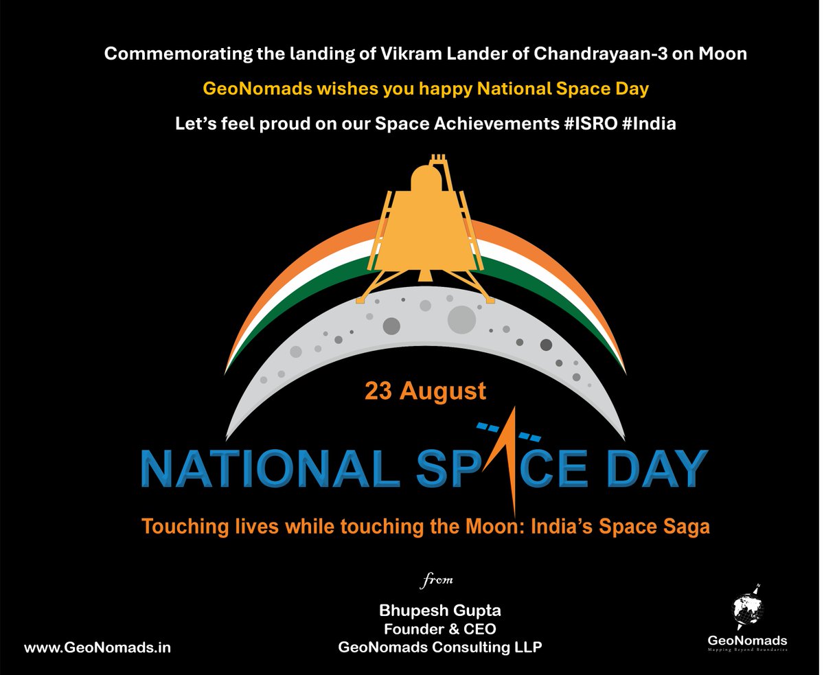 bhupesh1212's tweet photo. Happy #NationalSpaceDay2024 !🌌🚀Today, we celebrate the incredible achievements in space exploration, from the historic #Chandrayaan3 landing to future missions that will take us even further. Let’s continue to push the boundaries of what's possible!
#ISRO #GeoNomads #NSpD2024 https://t.co/R2NBHSuZmi