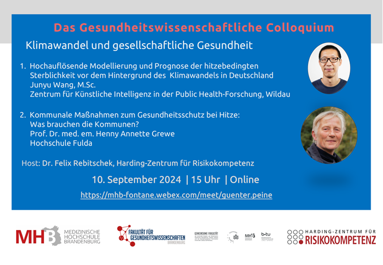 🌍📚 Einladung zum Gesundheitswissenschaftlichen Colloquium: Wir diskutieren über "Klimawandel und gesellschaftliche Gesundheit". Seien Sie dabei und tauschen Sie sich mit Expertinnen und Experten aus! 
Teilnahme-Link: mhb-fontane.webex.com/meet/guenter.p…