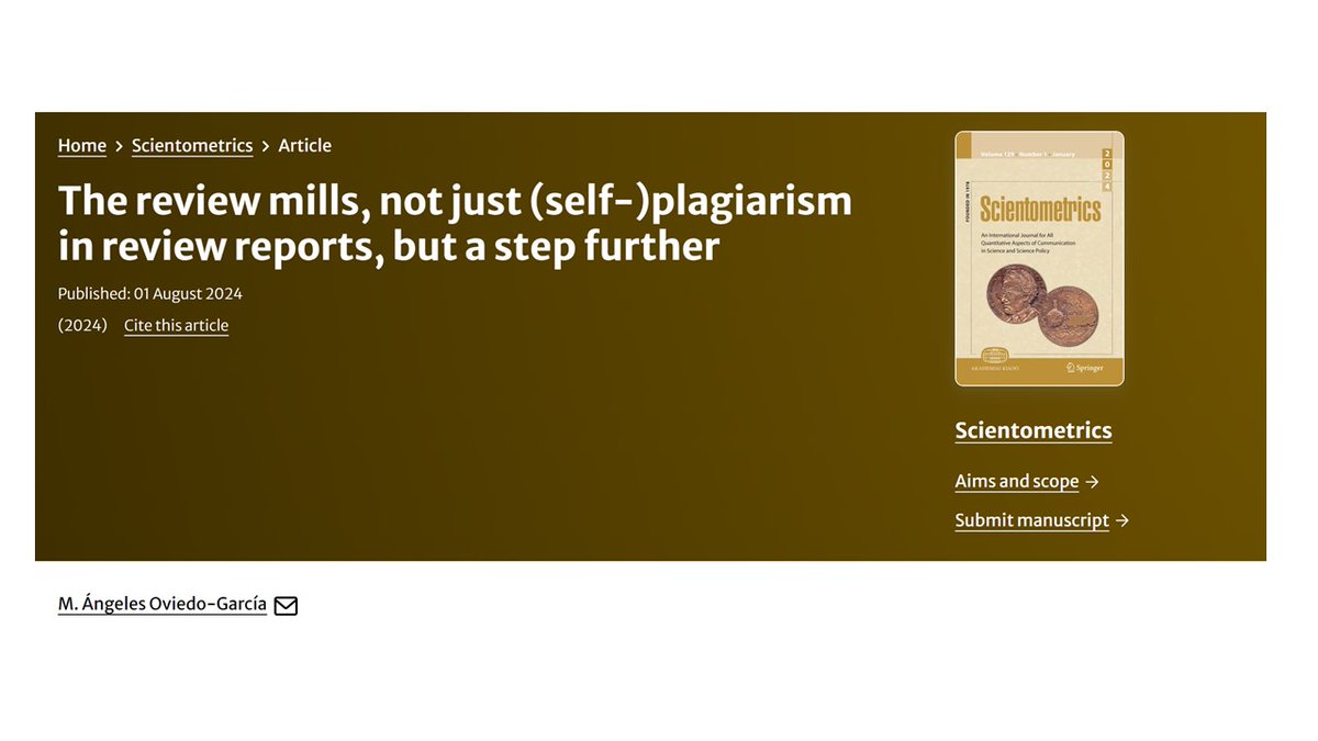 Read my latest #research on #ReviewMill, published with <a href="/SpringerNature/">Springer Nature</a> in <a href="/ScientometricsJ/">Scientometrics Research Journal</a> 

rdcu.be/dPJtG

(full-text access to a view-only version of  the paper with enhanced PDF features)