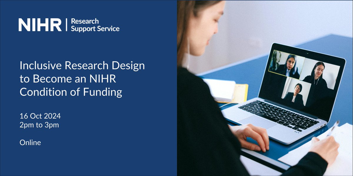 📢 From autumn 2024, applicants for all NIHR domestic programme awards will be required to show how inclusion is built into the research lifecycle. In this webinar, learn about these new conditions and how to embed inclusion in all stages. Register at docs.google.com/forms/d/e/1FAI…