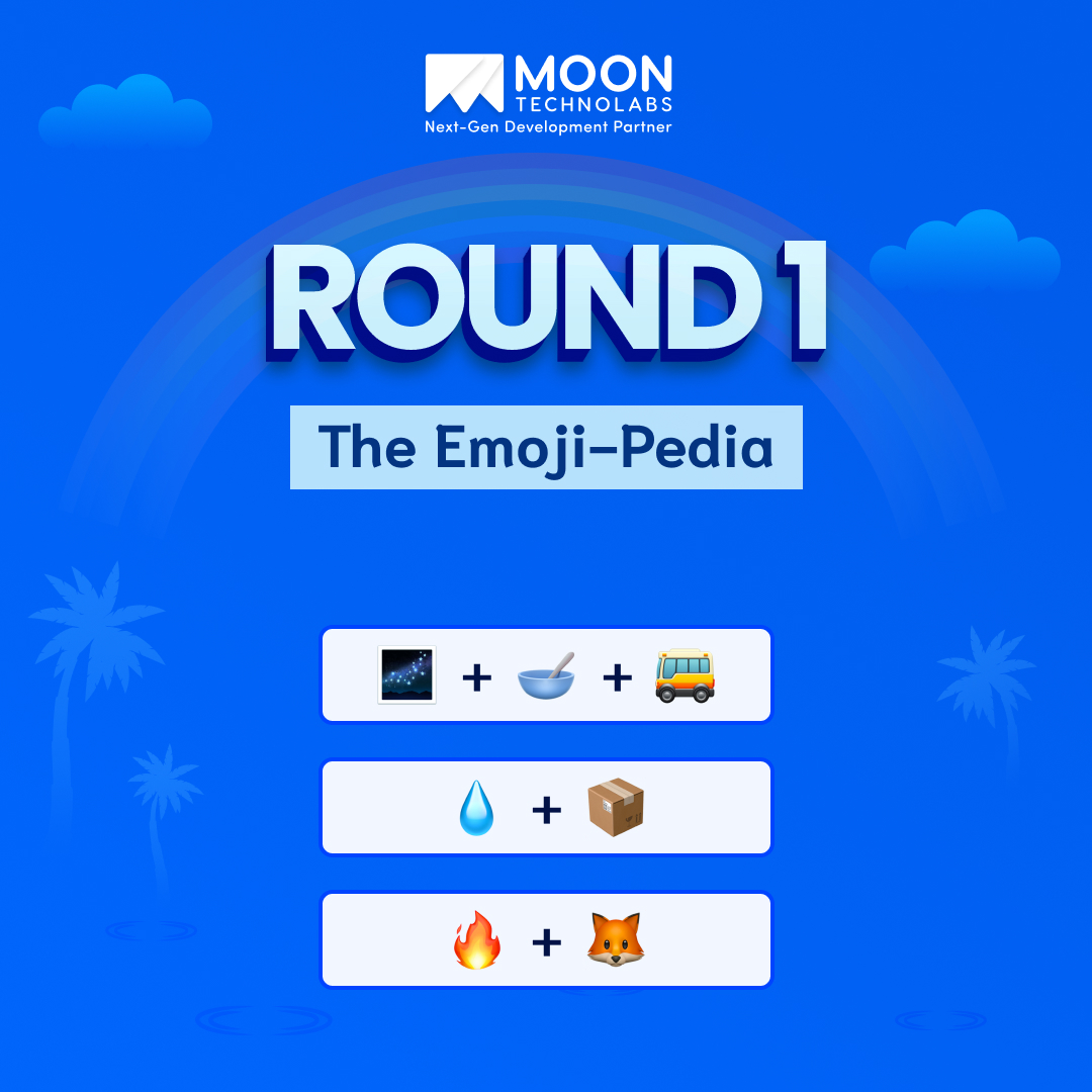 moontechnolabs's tweet photo. Round 1️⃣ - Let's play "𝐓𝐡𝐞 𝐄𝐦𝐨𝐣𝐢-𝐩𝐞𝐝𝐢𝐚" #GiveawayChallenge 📢

Here's a Brain Drill for all Techies😜 Can you decode this emoji puzzle? 

Comment with your guesses below, and let's see who cracks this code! 

💥 Follow our @moontechnolabs
💥 Like/RT this post
💥 Comment with the right answer & tag 3 friends 

#Giveaway #GiveawayAlert  #giveawayUSER #giveawaytime  #Giveaways #contestalertindia #EmojiPedia #TechPuzzle #BrainTeaser #ContestAlert #WinBig