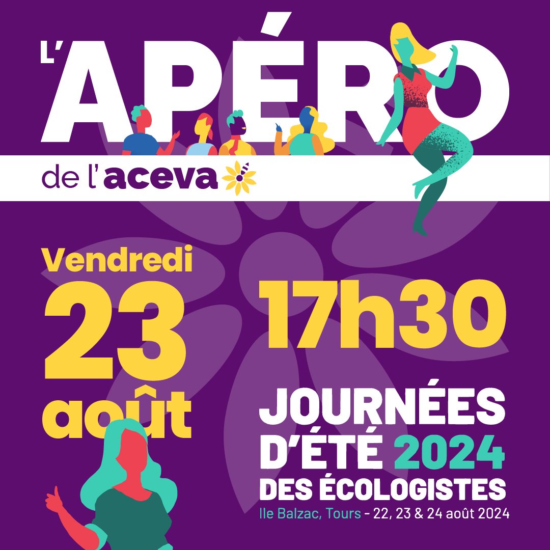 #JDE2024 : nos rendez-vous du jour !
- 13h-14h : Assemblée générale, tipi Rhône 🗣
- 17h30 : Apéro de l'Aceva, espace Apéro 🥳