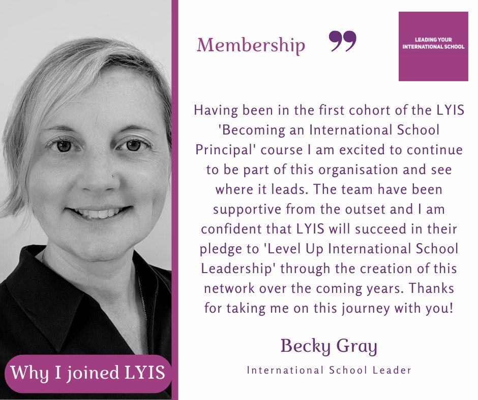Welcome our new member Becky Gray to Leading Your International School.

Wishing all of our new members a wonderful start to the new school year. 

To join Becky, click here: docs.google.com/forms/d/e/1FAI…

#lyis #leadership #internationalschools