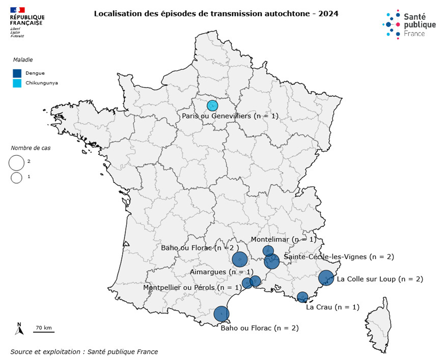 nicolasberrod's tweet image. 🦟 Mise à jour : 7 foyers de cas autochtones de #dengue dans le sud de la France et un foyer de #chikungunya en Île-de-France depuis le début de l'été.

Cas "autochtone" = transmission locale en France hexagonale (sans voyage récent à l'étranger ou en outre-mer).

1/3