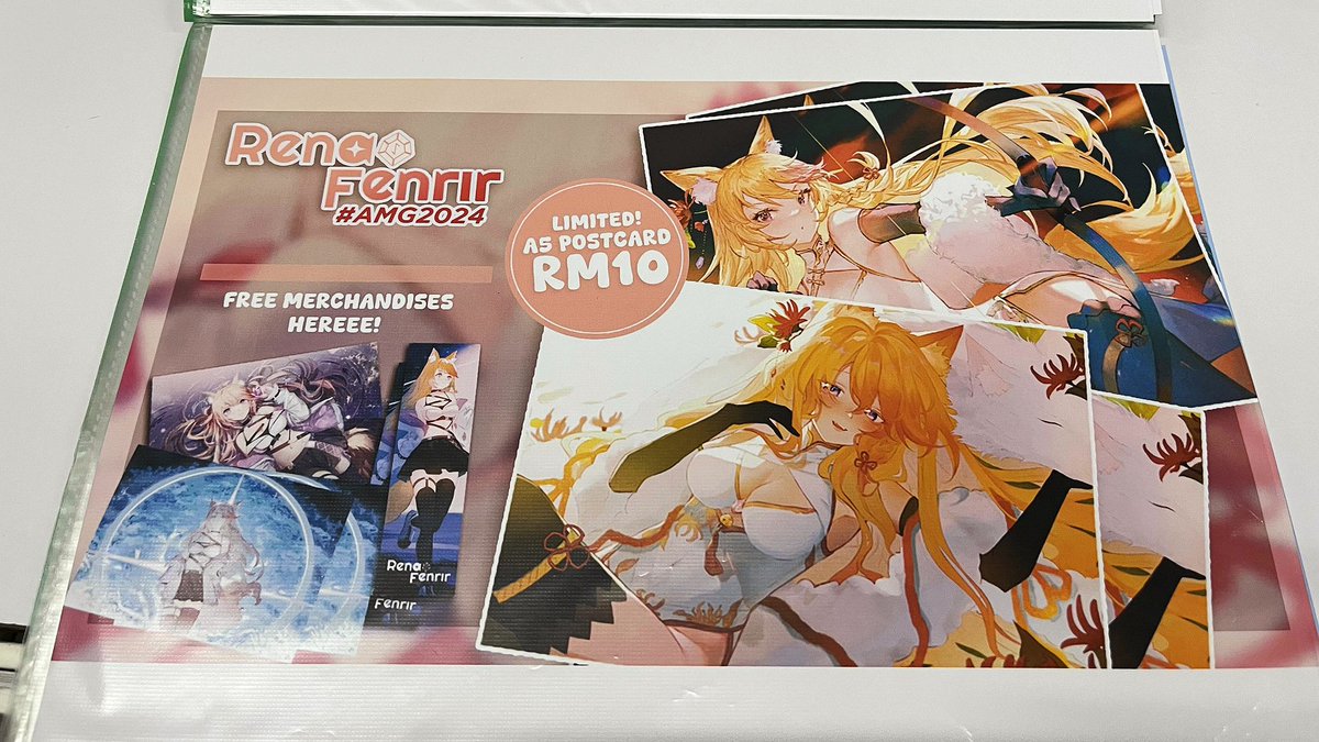 RenaFenrir's tweet photo. The Merchandise are available, please get them at the Vtuber Counter ✨
Love to see you guys having them, please use my hashtag or tag me showing off the goodies 😍
#Vtubers #AMGVtuberShowcase #AMGVtuberAlley #AMG2024 https://t.co/JQp32pyqWV