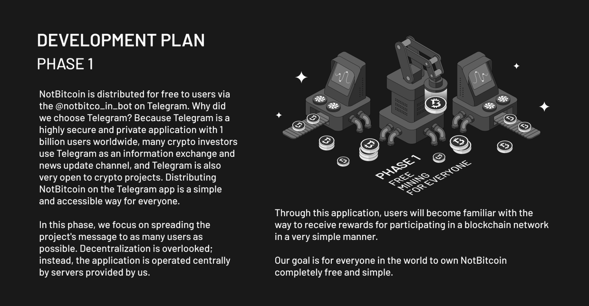 notbitco_in's tweet image. Notbitcoin development plan 📜 
🔗Phase 1 : Free mining for everyone