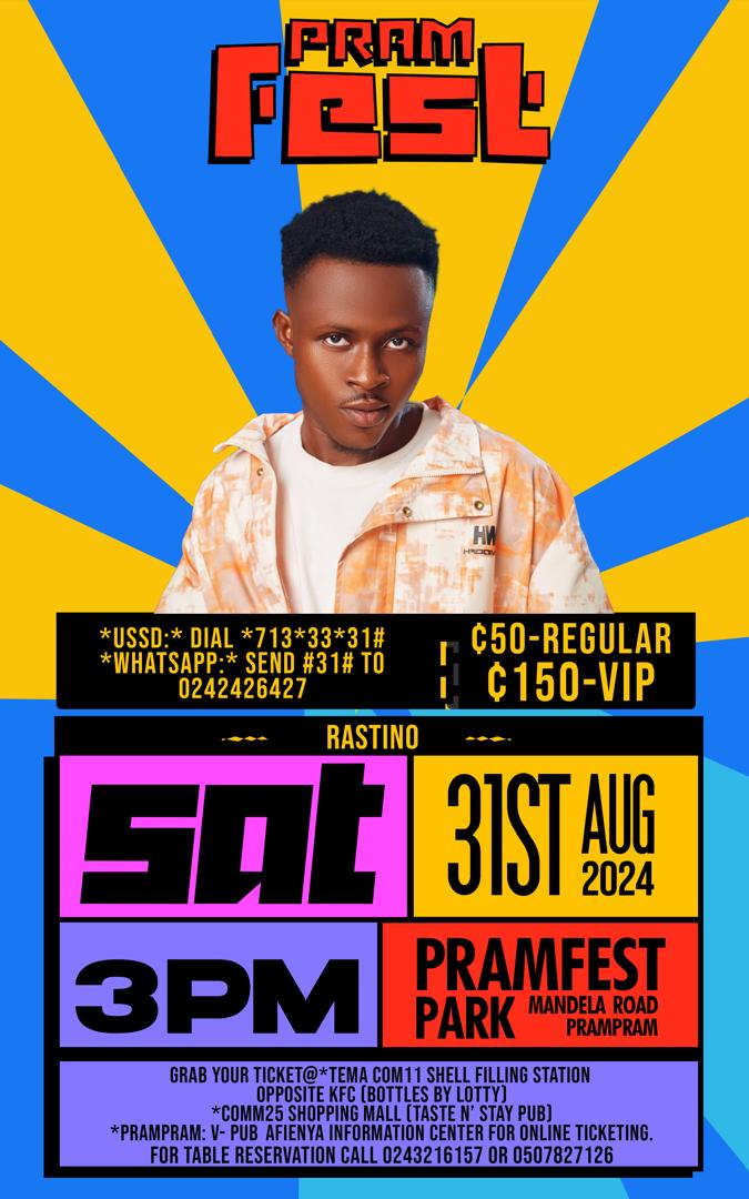 MulticdbWorld's tweet photo. We have few days left for Pramfest happening on the 31st August.
Grab your tickets now!!! ๐ฅ
#pramfest2024
#sarkodie
#el
#raphenzee
#prampram https://t.co/gcFMHO1b3G