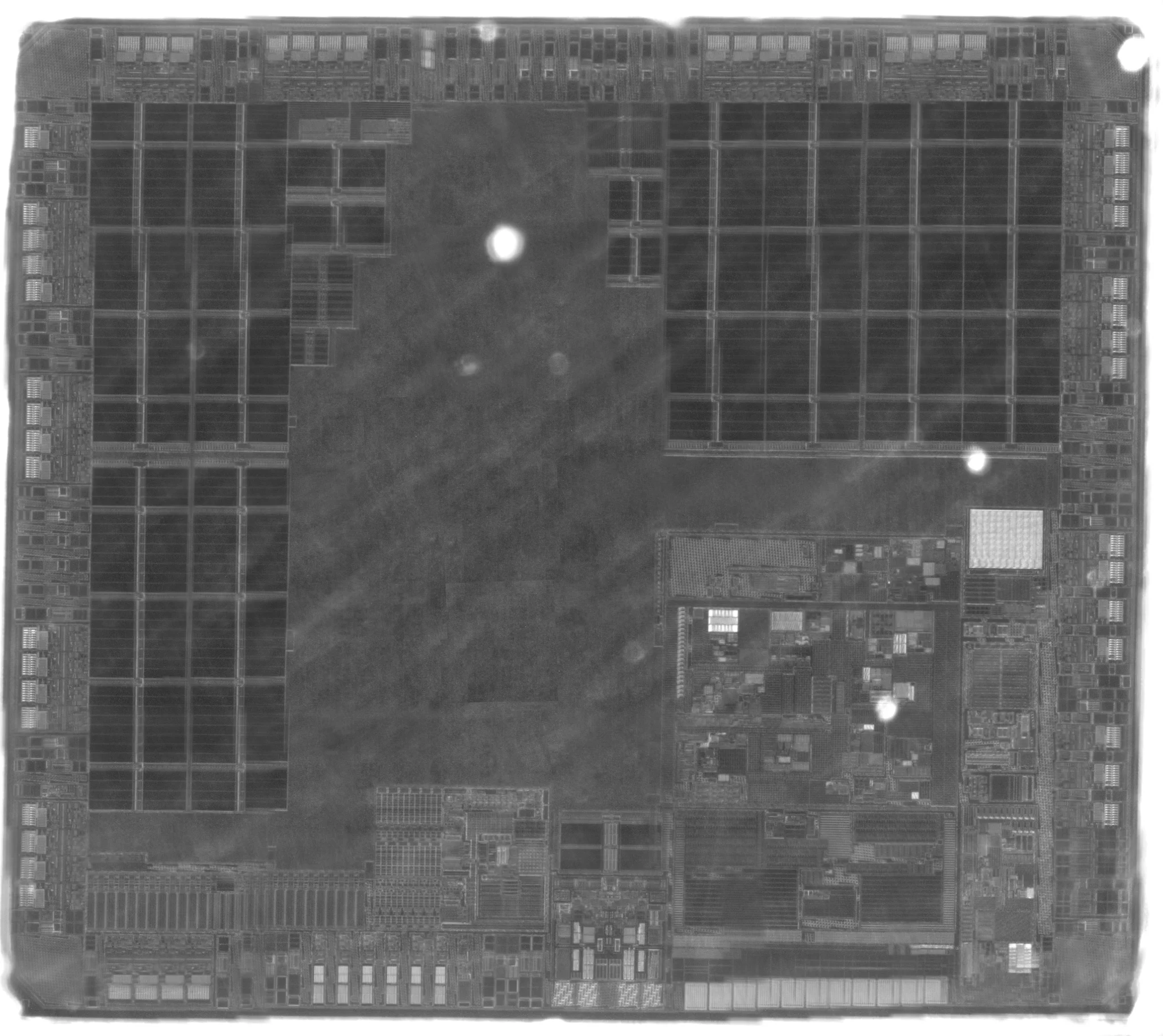 An IR picture taken through the silicon substrate. 
