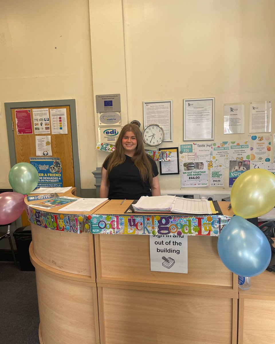 RocketTraining1's tweet photo. Today we say goodbye to Emily!🥲

Emily started with us studying business administration, she completed work experience on our reception desk &amp; has been working there since!😊

We want to wish her the best of luck as she moves onto another chapter in her education at college!❤️ https://t.co/TzfRSvipEy