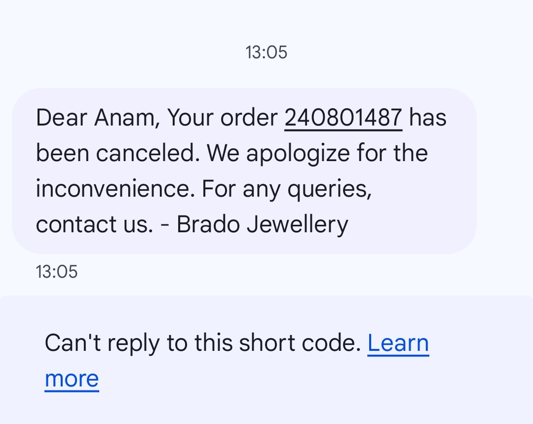 anamshha's tweet photo. Beware of these fraud 1 rs sale trend these days. Today I ordered from jewellery app 'Brado', after successful payment of 1 rs they cancelled the order from their end without any refund.
They must be doing this to 1000s of customers bcoz no one cares for 1 rupee gone https://t.co/URC95jtpvB