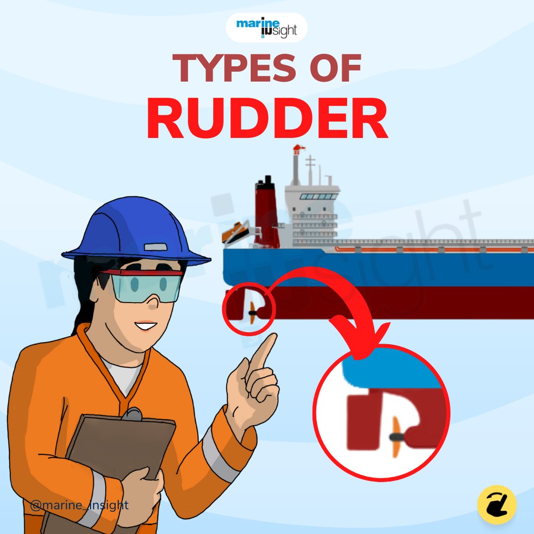 MarineInsight's tweet photo. #Rudders play a crucial role in steering #ships but did you know there are various types?
🤖Want to know about all propulsion components & machinery? Ask #MarineGPT https://t.co/qS22w2yCmt 👉Take a Free Course on #PivotPoint of the Ship from MI Academy https://t.co/9hPrK4smQr https://t.co/SrWG1b5Pg3