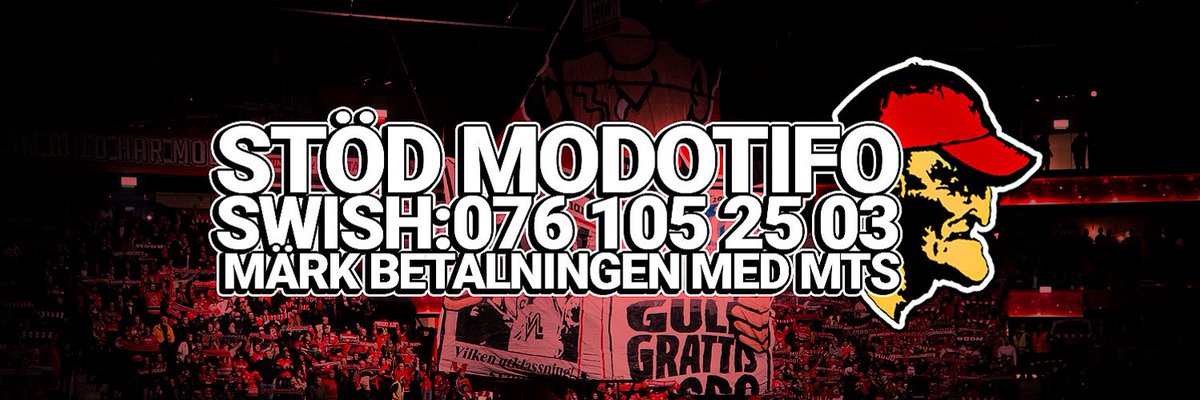 Lönefredag för många av oss idag! Inför säsongen har <a href="/modotifosupport/">MODOTIFO Support</a> startat upp sitt viktiga arbete och är i kontinuerligt behov av ekonomisk stöttning.
Swisha en hundring eller annat valfritt belopp för att bidra till en levande MoDo-läktare! #modose