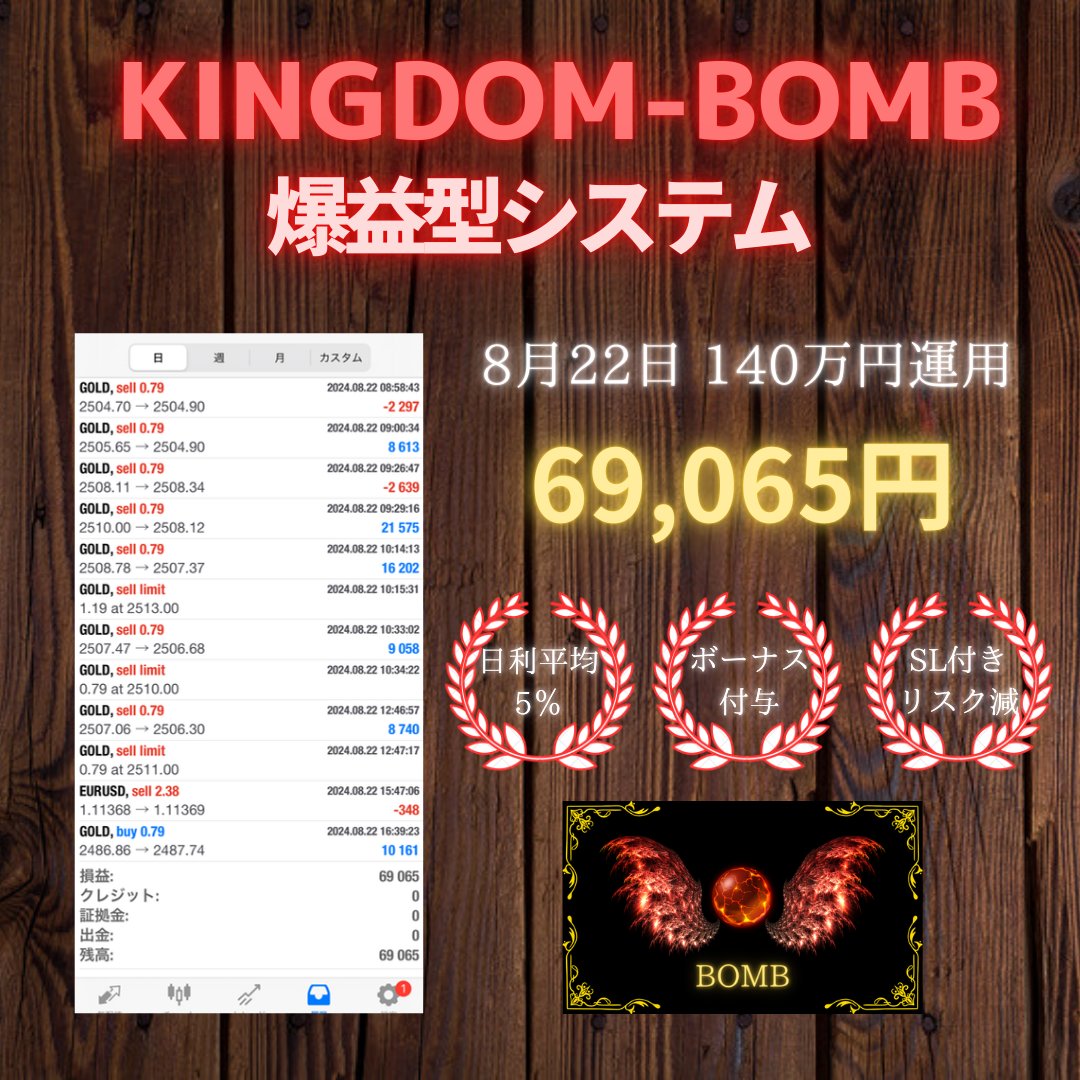 kingdom00system's tweet photo. 爆益型ボムが連日爆益！

キャッスルは含み益あるので
今夜にかけて
楽しみにしていてください！

ソード、シールドは
超安全運用でいってます❗

🔻日本一のFXオープンチャット🔻
https://t.co/XcX6sskl5Y

#ドル円 #植田総裁 ゴールドショート
パウエル議長 日経平均 日経先物 投資
ビットコイン https://t.co/Cyge0wCWnP
