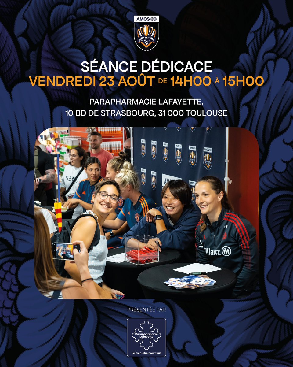 🚨🔔 Tu souhaites rencontrer les joueuses du Paris FC, du PSV, de Bilbao et de l’AS Roma ?

⏰ Rendez-vous aujourd’hui à la parapharmacie Lafayette de 14H à 15H pour une séance dédicace !