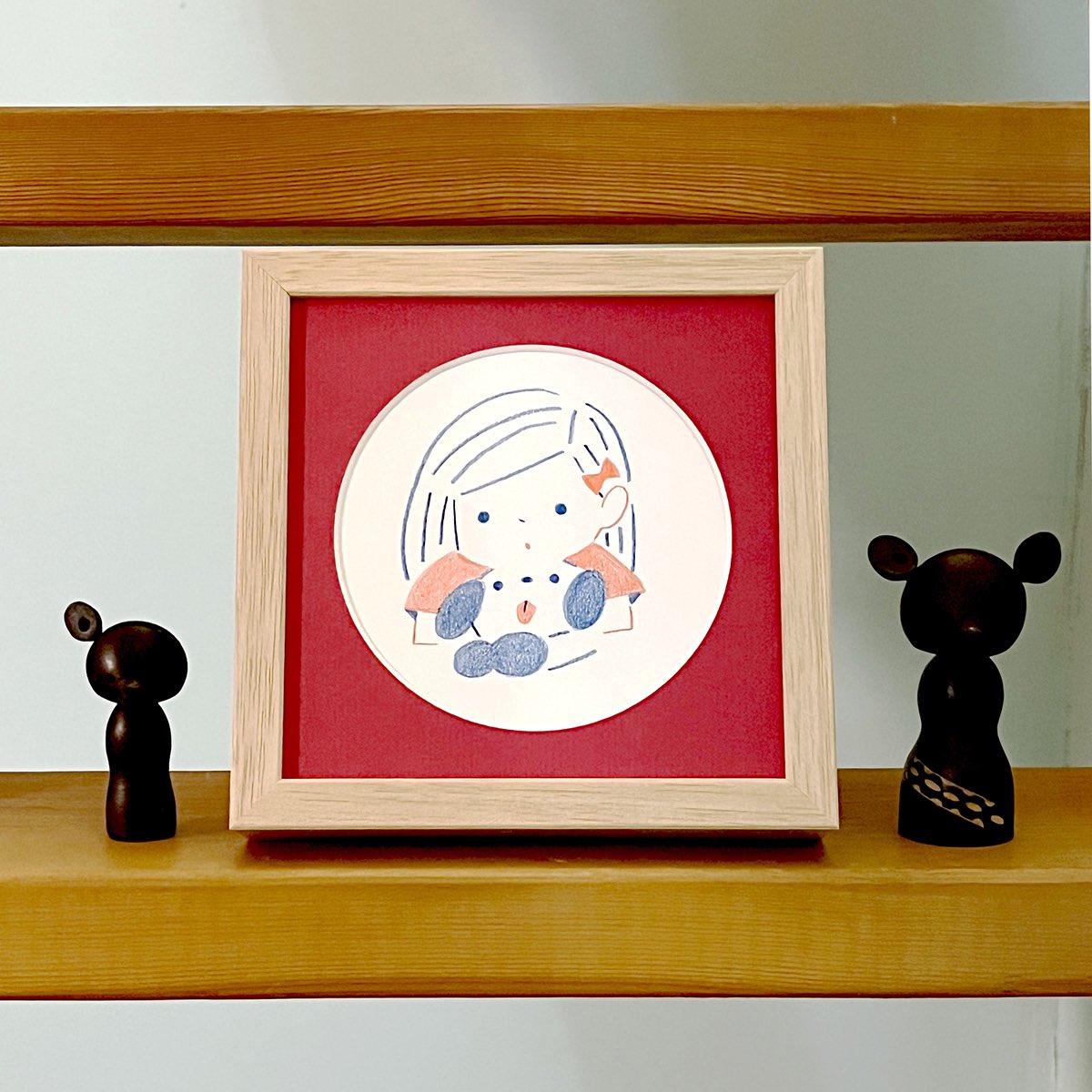 「明日もよろしくお願いします! 出展作品 『ワンと』 額装:150mm×150mm」|ryukuのイラスト