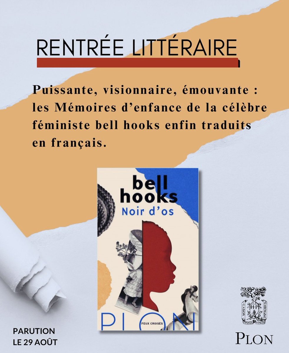 EditionsPlon's tweet image. Rentrée littéraire #Plon collection Feux croisés 🔥📚 

👉🏻bell hooks : Noir d’os 
👉🏻Charles Frazier : Les Traqueurs 

Parution le 29 août #enlibrairie