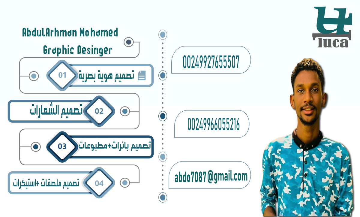 نحن هنا عشان نرفع ليك مستوى شغلك بتصاميم إبداعية تخلي زبائنك ينبهروا! 😍لو داير لوقو يعكس هويتك، بوسترات تجذب الانتباه، لافتات تلفت الأنظار، أو ملصقات واستيكرات مميزة، نحنا في خدمتك. وكمان عندنا خبرة في تصميم الأوراق الرسمية والفواتير وبطاقات العمل.  
نقدر كمان نكتب ليك محتوى .