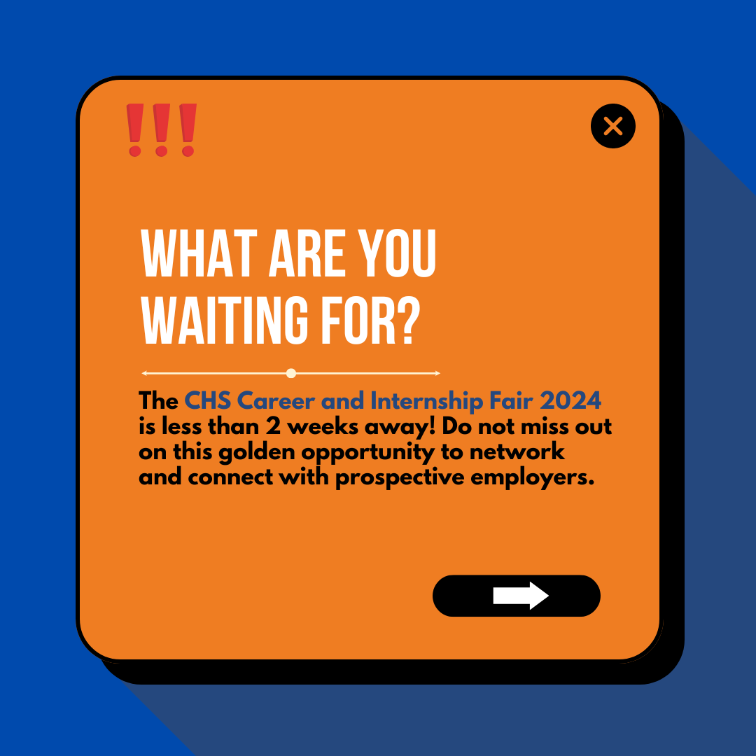 FASSNews's tweet image. The countdown to #CHSCareerFair2024 is almost over! Don't pass up on this opportunity to connect with employers and expand your network.
Learn more: chs.nus.edu.sg/career-fair/
#CareerOpportunities #InternshipFair #CareerCompassSeries #EarlyCareers #BuildASharedTomorrow