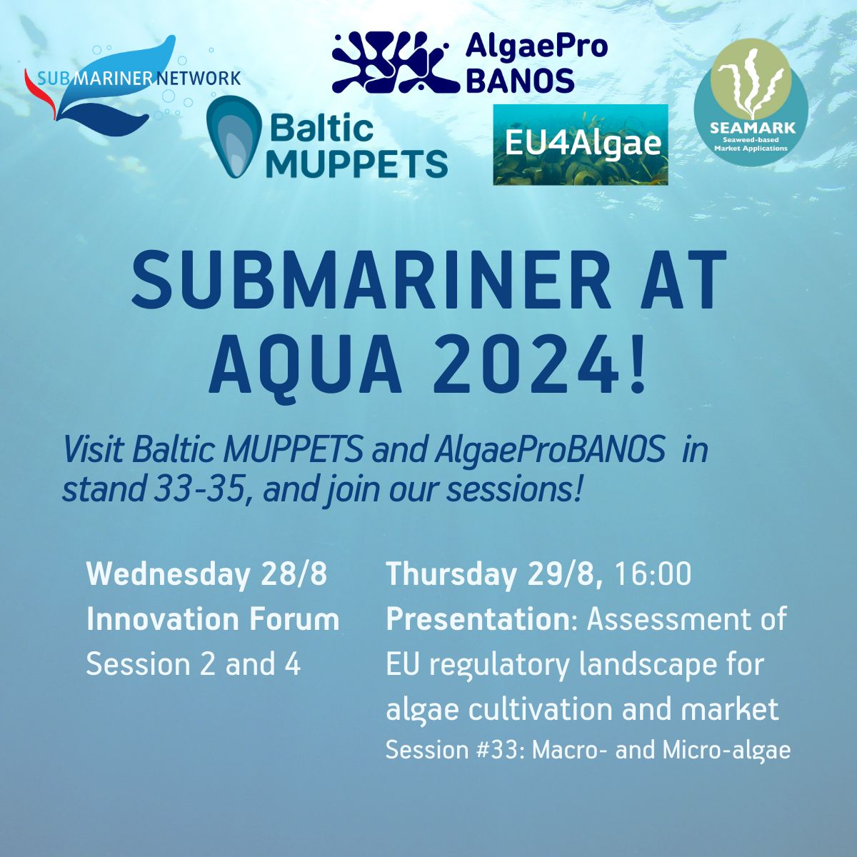 AlgaeproBANOS (@algaeprobanos) on Twitter photo #AQUA24 is just around the corner! Visit <a href="/AlgaeProBANOS/">AlgaeproBANOS</a> at stand 33-35! 🌊
#BalticMUPPETS #SeaMark #EU4ALGAE <a href="/SubmNet/">SUBMARINER Network</a> #AQUA24 is just around the corner! Visit <a href="/AlgaeProBANOS/">AlgaeproBANOS</a> at stand 33-35! 🌊
#BalticMUPPETS #SeaMark #EU4ALGAE <a href="/SubmNet/">SUBMARINER Network</a>