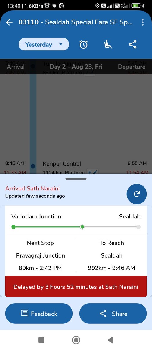 ट्रेन नंबर 03110 अभी तक 4 घंटे लेट चल रही है, किराया लेने के नाम पर सुपर फ़ास्ट ट्रेन आज मेल और एक्सप्रेस गाड़िया भी इसे पीछे छोड़ दे रही हैं कोई अधिकारी इसकी जिम्मेदारी लेने को तैयार नहीं है, 
<a href="/RailwaySeva/">RailwaySeva</a> <a href="/RailMinIndia/">Ministry of Railways</a>