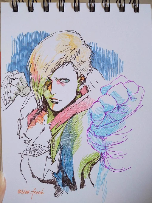 リハビリを兼ねてdoodleカラーゲルボールペンでアレンジ模写#StreetFighter#格ゲーキャラ描こうぜ 