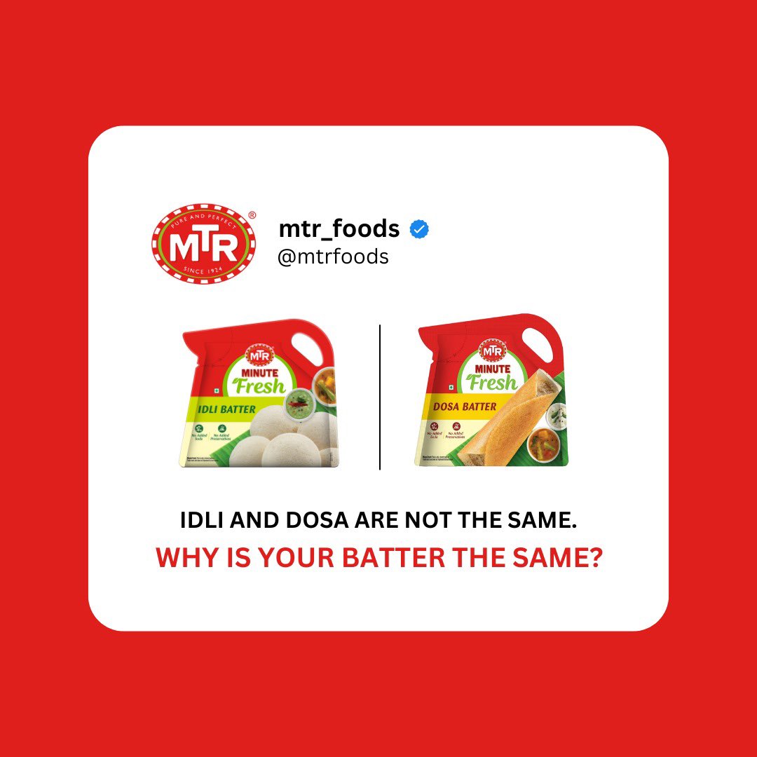 That's how you leave a lasting impression! Make fluffy Idlis and crispy Dosas with MTR Minute Fresh batters.

#mtr #dosa #idli #trending #idlibatter #dosabatter #nobodywillremember