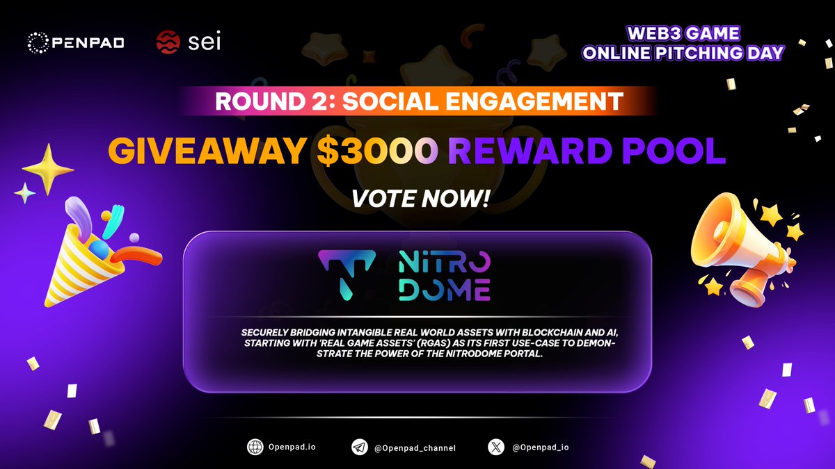 1/6
Big news folks!🗣️📰

We're proud to say we are 1 of the 45 projects  chosen to move forward to Round 2 of <a href="/Openpad_io/">OpenPad AI</a>'s Web3 Game Online Pitching Day, Co-Hosted w/ <a href="/SeiNetwork/">Sei</a>!!!🤩🎉

***#CryptoInvestors &amp; Web3 enthusiasts, see thread details on how to get involved &amp; have a