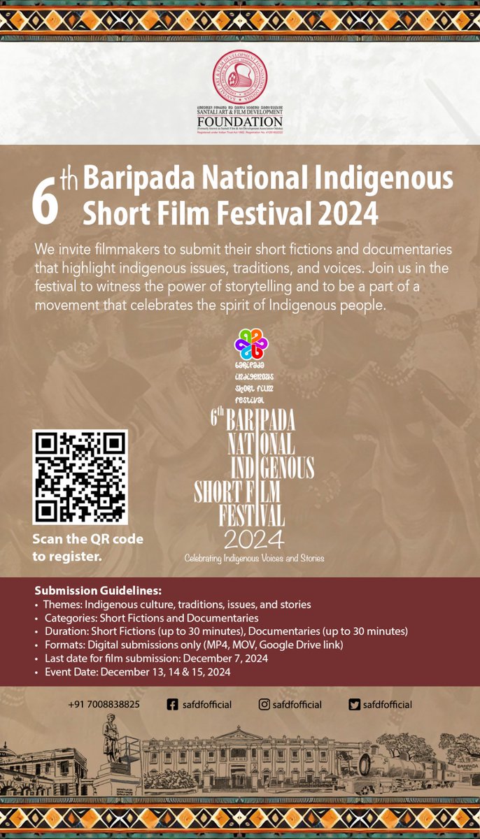 Johar,
Registration for the Baripada National Indigenous Short Film Festival 2024 is officially open. To participate in this festival submit your films. 

Here is the link to  submit your films:
forms.gle/vE94NzC3dZWARz…