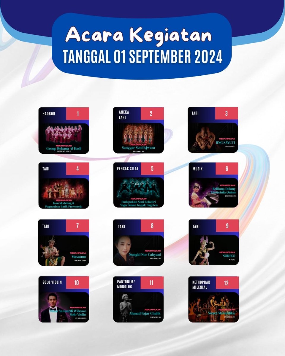 ig: @AgendaPurworejo (@agendapurworejo) on Twitter photo 31/08/2024-01/09/2024!
#GumregahSembir yang digelar di <a href="/ILOILOCAFEMEDIA/">ILO ILO CAFE MEDIA PURWOREJO</a>
Kawasan #KampungBudayaSembir #Purworejo #VisitJawaTengah
#JatengGayeng
bakal menampilkan lebih banyak sajian. 31/08/2024-01/09/2024!
#GumregahSembir yang digelar di <a href="/ILOILOCAFEMEDIA/">ILO ILO CAFE MEDIA PURWOREJO</a>
Kawasan #KampungBudayaSembir #Purworejo #VisitJawaTengah
#JatengGayeng
bakal menampilkan lebih banyak sajian.