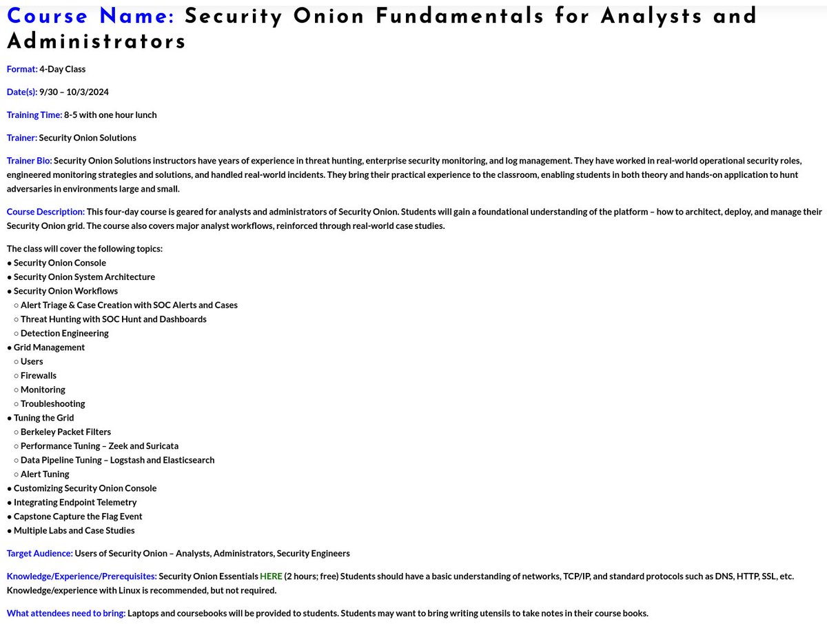 securityonion's tweet image. Only 1 month left to register for 4-day &quot;Security Onion Fundamentals for Analysts and Administrators&quot; training class in #AugustaGA as part of #AugustaCyberWeek!

For more information and to register, please see:
bsidesaugusta.org/training/#so

#SecurityOnion #CyberSecurity #Infosecurity…