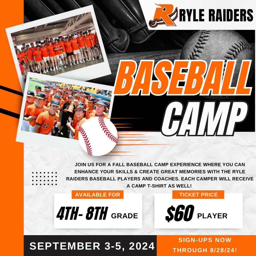 Come hang out with the defending 9th Region Champs! Baseball camp is September 3, 4, and 5! Sign up using the link below! 

forms.gle/ZjgdR2ka6YUVrb…