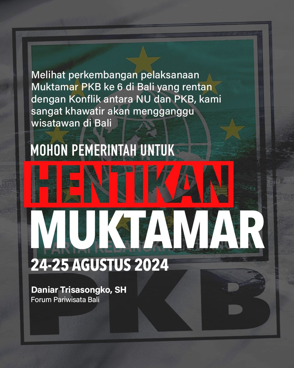 Arti_SebuahRasa's tweet image. tolong segera Batalkan Muktamar PKB karena ditakutkan konflik dengan NU yang bisa menganggu wisawatan di bali