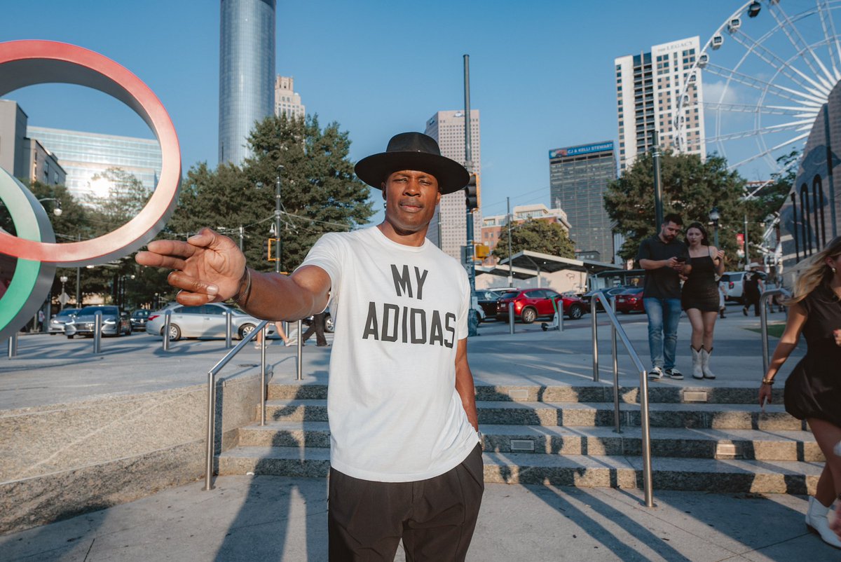 iamcjstewart's tweet photo. Rocking my MY ADIDAS @Cruvie shirt in the heart of Atlanta at Olympic Centennial Park. Born in the A, serving through success. Baseball unites us all. ADIDAS: Atlanta Drives Inspiration, Determination, Action, and Service. 📸 by @TheiSmooth #MyADIDAS #AtlantaPride #ServeWithSuccess #BaseballForAll