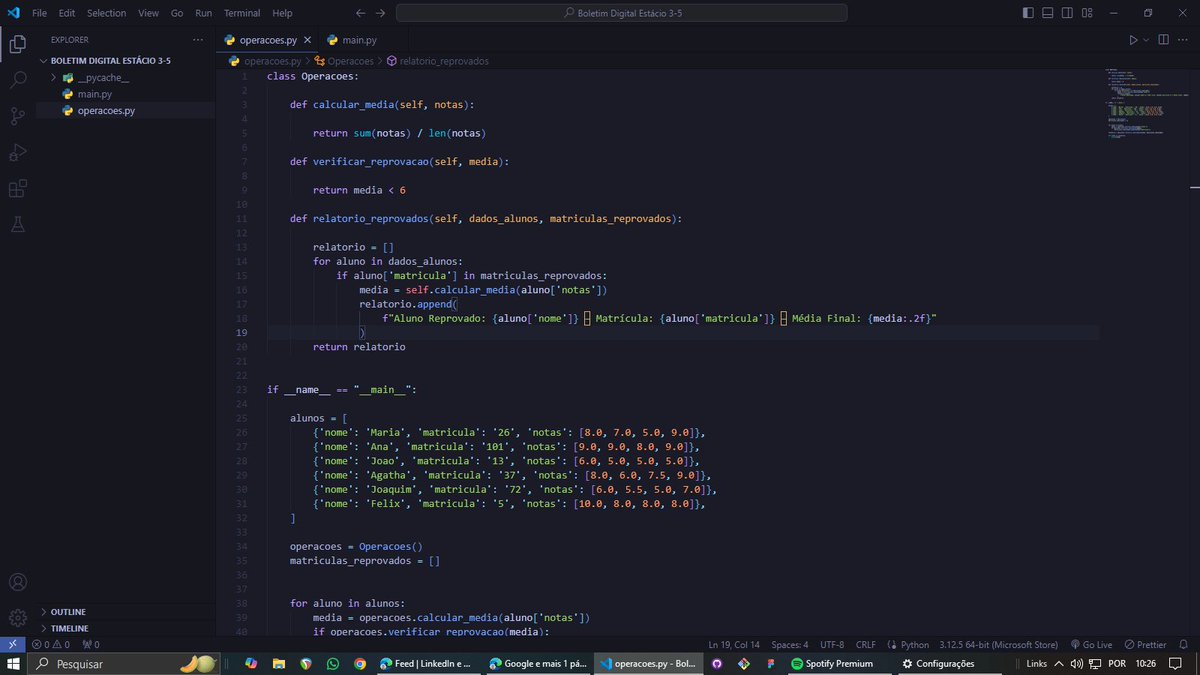 htmlcssjp's tweet image. Mostrando pra vocês o trabalho da facul que fiz em Python. Se tratava de um boletim digital, pra inserirmos as notas e ao rodar o terminal, ele iria nos informar os alunos reprovados. Fiquei bolado do João ter reprovado, quase altero mas vai que o prof não entende  a piada kkkk