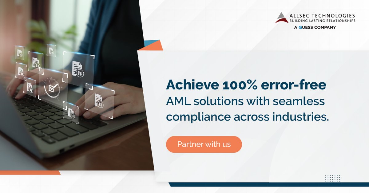 alldigitech's tweet image. Achieve compliance that's 100% error-free and level up your game with Allsec's robust AML solutions. Ensure accuracy and efficiency across industries. Ready to elevate your compliance? 
Get in touch with us today: allsectech.com/aml-compliance/
#AML #Compliance #AllsecTechnologies #CXM
