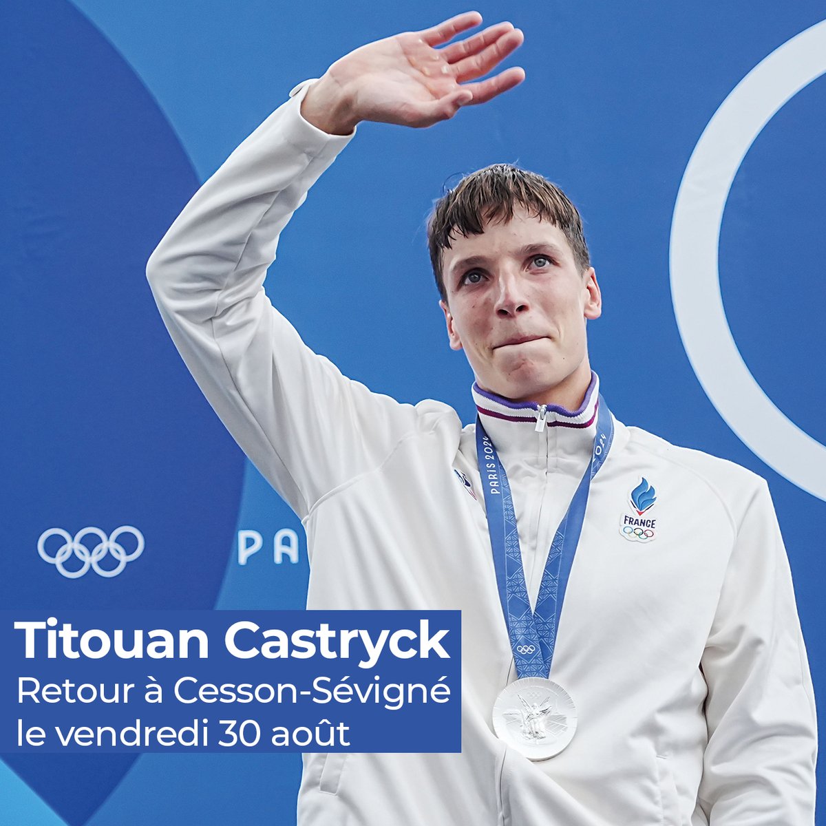 🥈 [Accueillons ensemble notre vice-champion olympique !!]
👉 J-7 avant le retour à Cesson-Sévigné de Titouan Castryck, médaillé d'argent en kayak slalom lors des Jeux Olympiques de Paris 2024.
