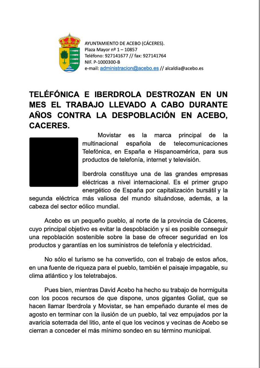 Sol_Invierno's tweet photo. Hola @Telefonica hola @iberdrola y @TuIberdrola hola @movistar_es 

Esto que estáis consintiendo en #Acebo en la #SierradeGata es una auténtica #vergüenza 

🔴 CUATRO DÍAS SIN RED 🔴 https://t.co/X0iSd0y7m0